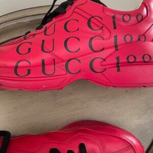 Men  Red Gucci Rhyton 100 Series Low-top Sneakers Size 9 1/1